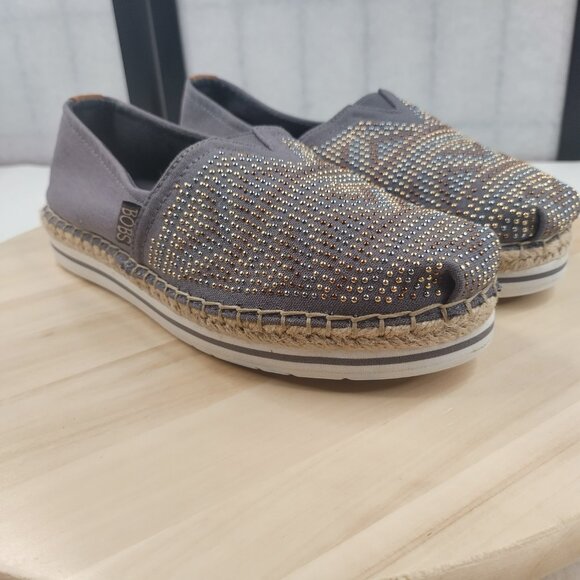 Skechers BOBS Breeze Moonbeam Stars Gray Canvas Espadrille Sneakers Women US 7.5 - Picture 3 of 13